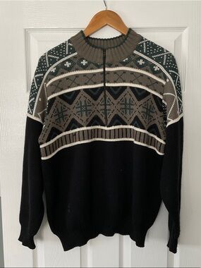 Obermeyer Taupe and Teal Knit Sweater